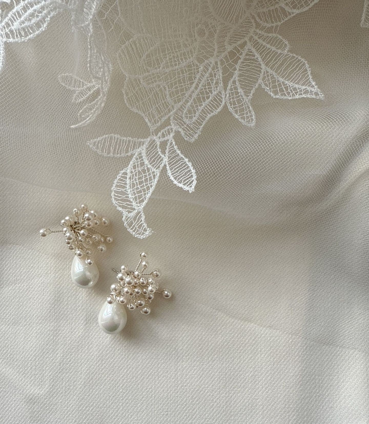 YINIW | Handmade Seed Bead Floral Bridal Headband with Pearl Firework Earrings Set
