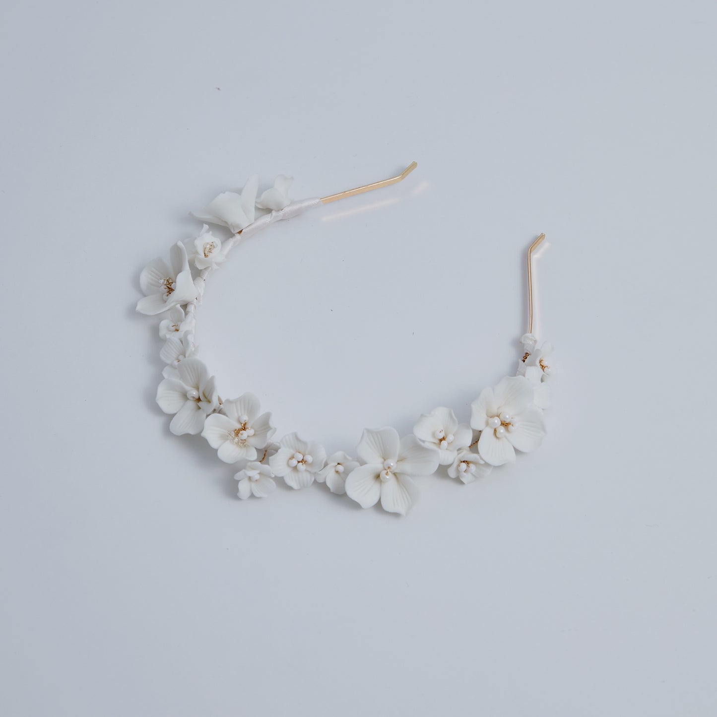 White Delicate Porcelain Floral Bridal Headband