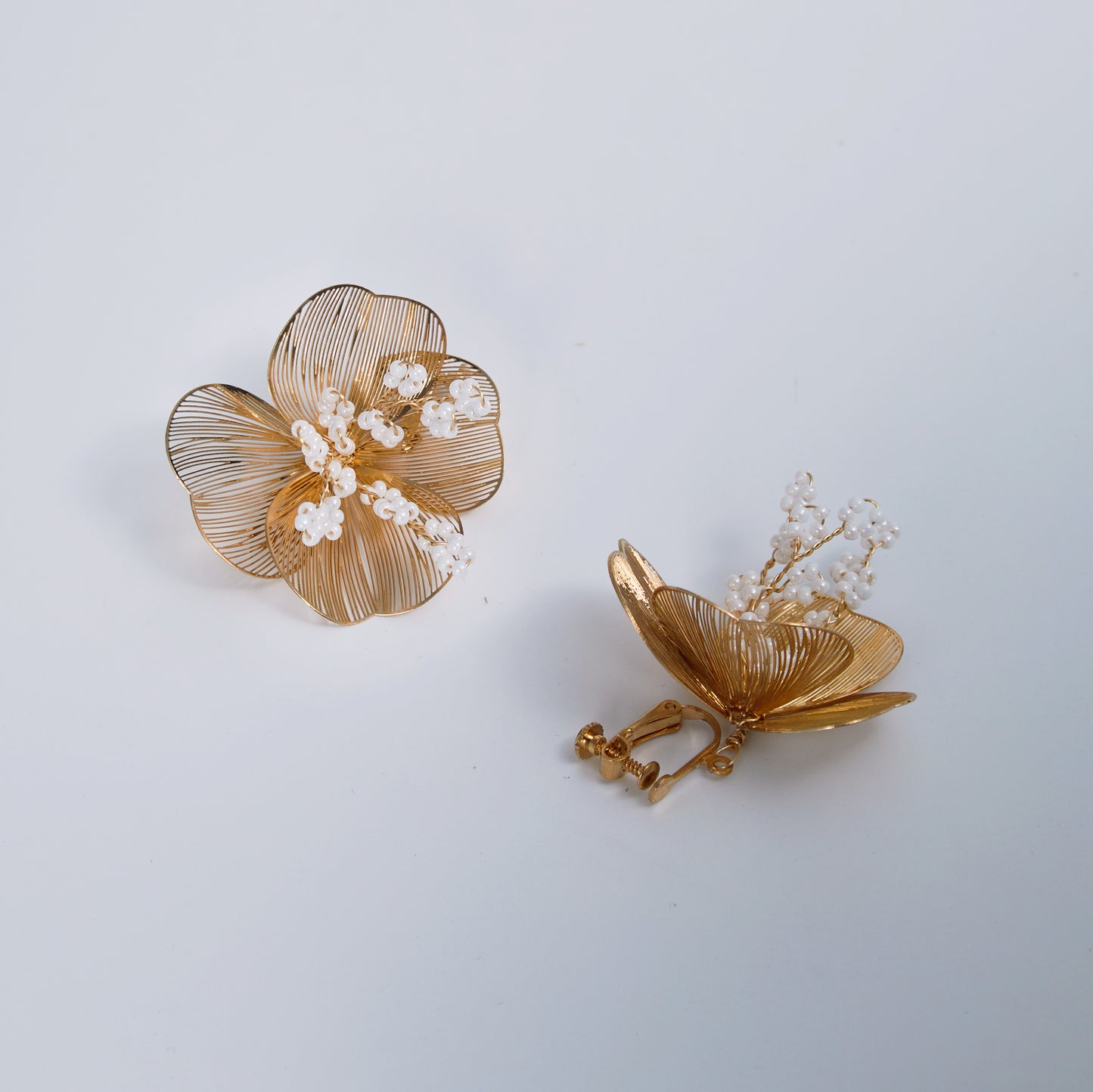 BELLA | Statement Gold Floral Bridal Dangle Earrings