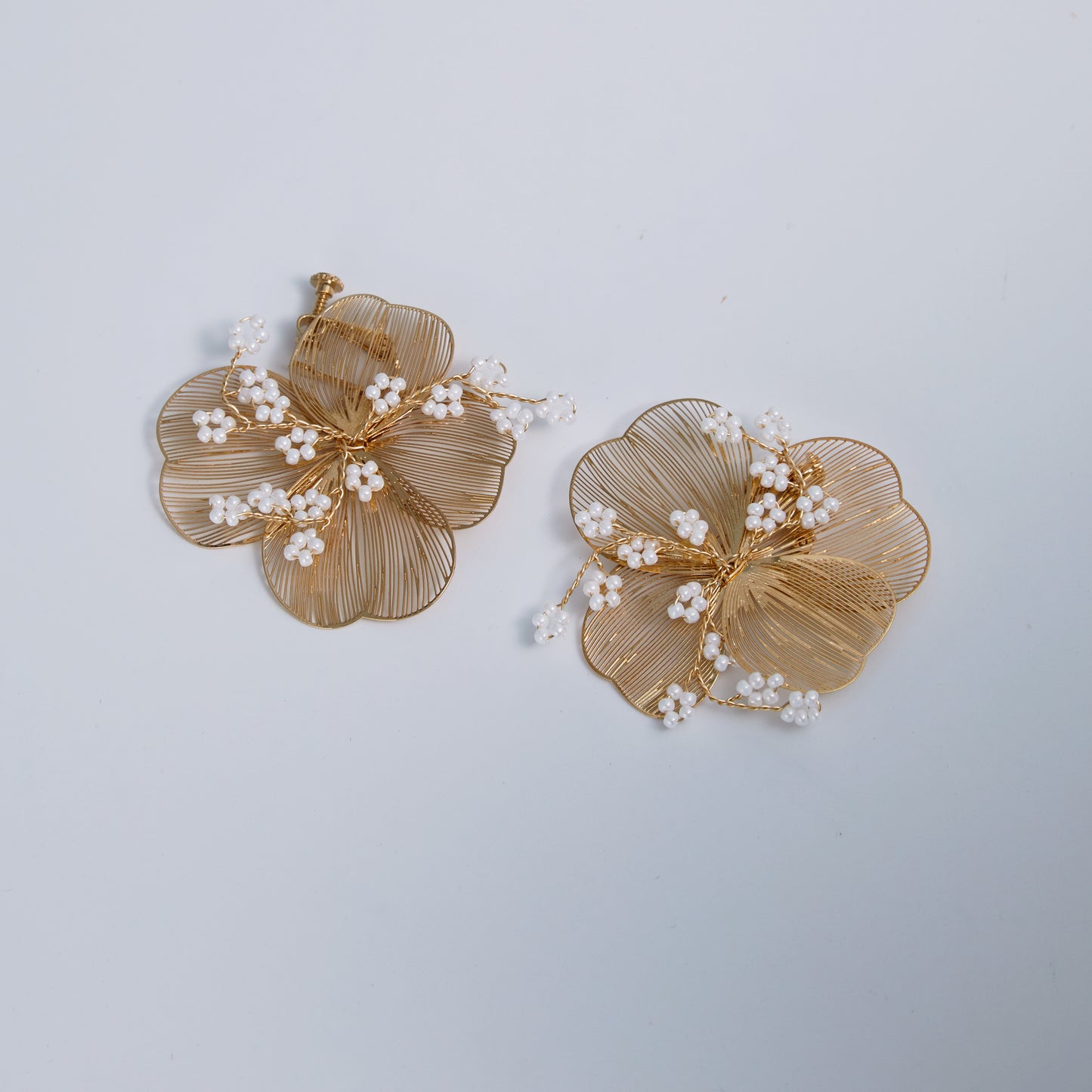 BELLA | Statement Gold Floral Bridal Dangle Earrings