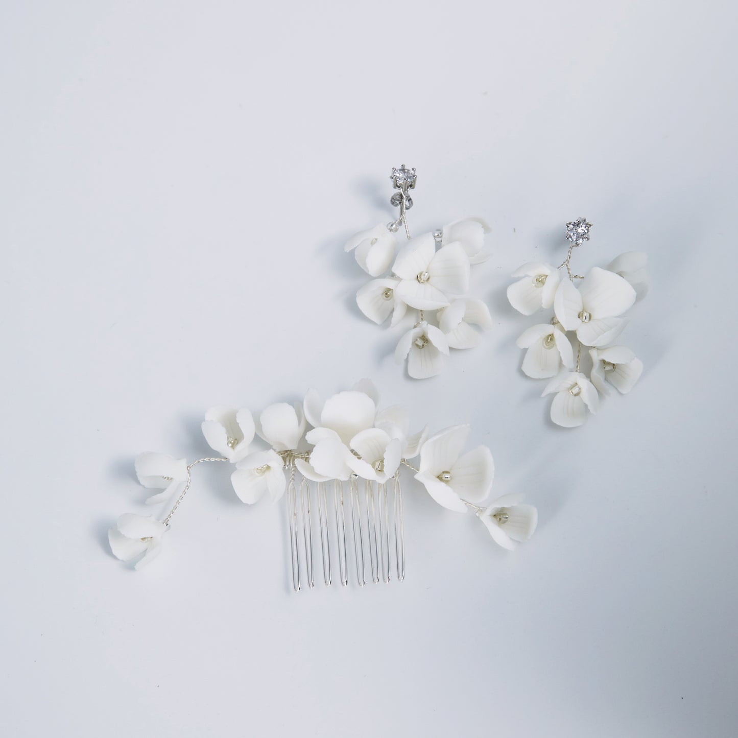 OLIVIA | Ivory Clay Blossom Floral Drop Earrings