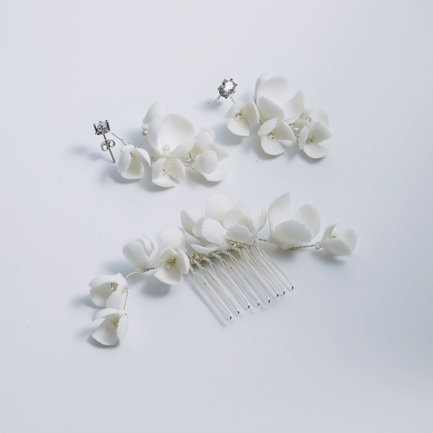 OLIVIA | Ivory Clay Blossom Floral Drop Earrings