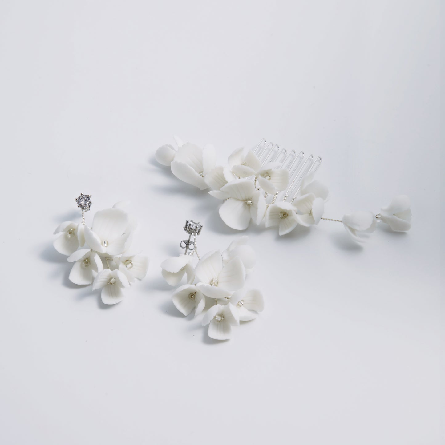 OLIVIA | Ivory Clay Blossom Floral Drop Earrings