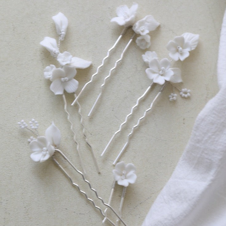 AURORA | Set of 5 Delicate Floral Bridal Hairpin
