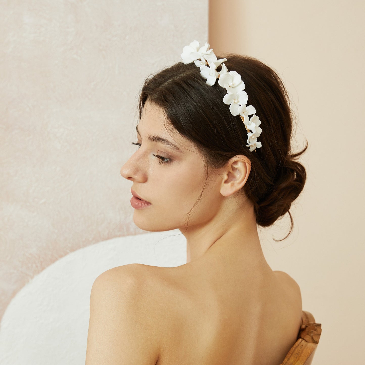 Set aus 6 Braut-Haarnadeln mit Blumenmuster aus zarten Perlen und Porzellan
