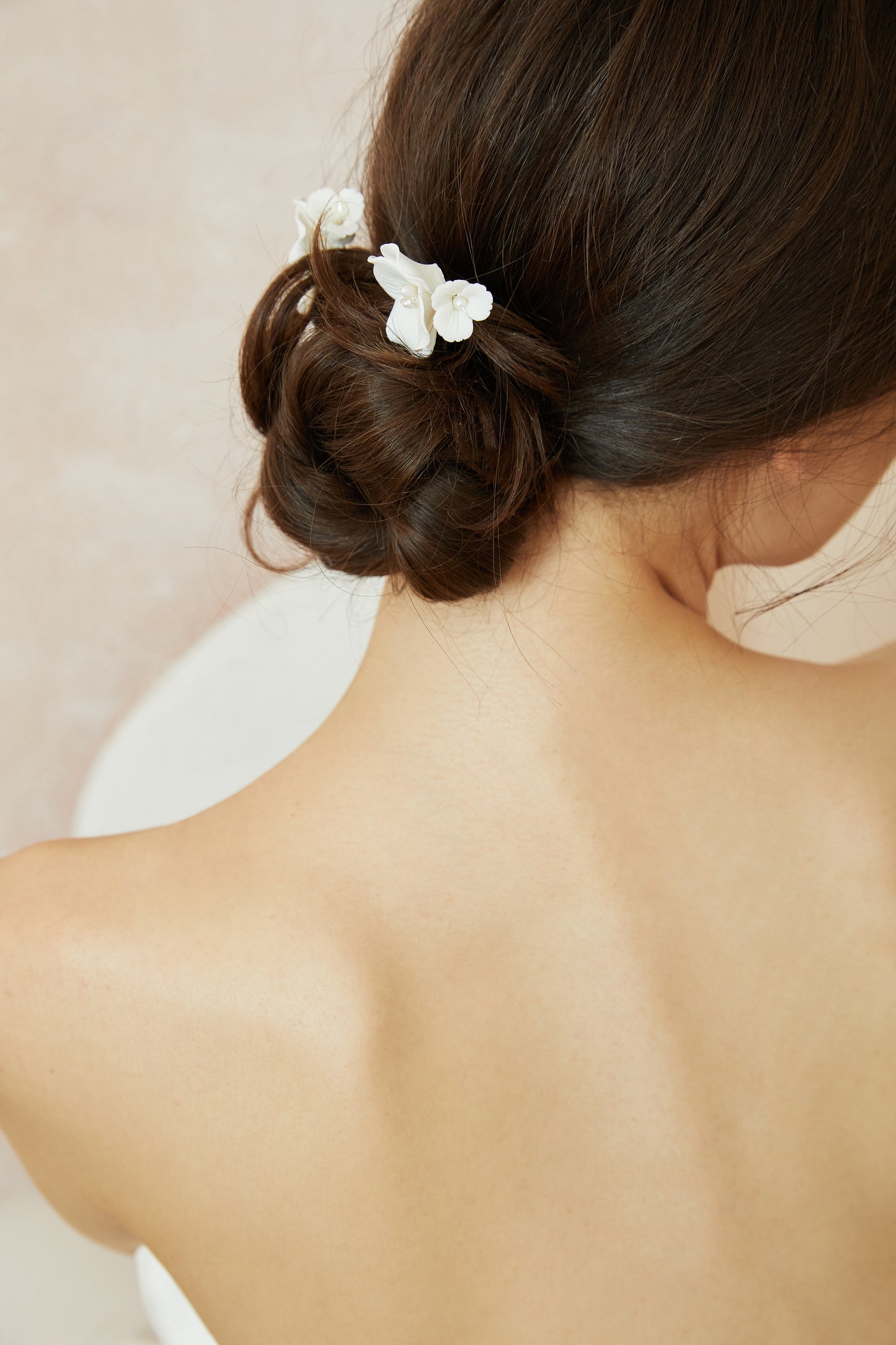 White Porcelain Flower Wedding Hair Pins.