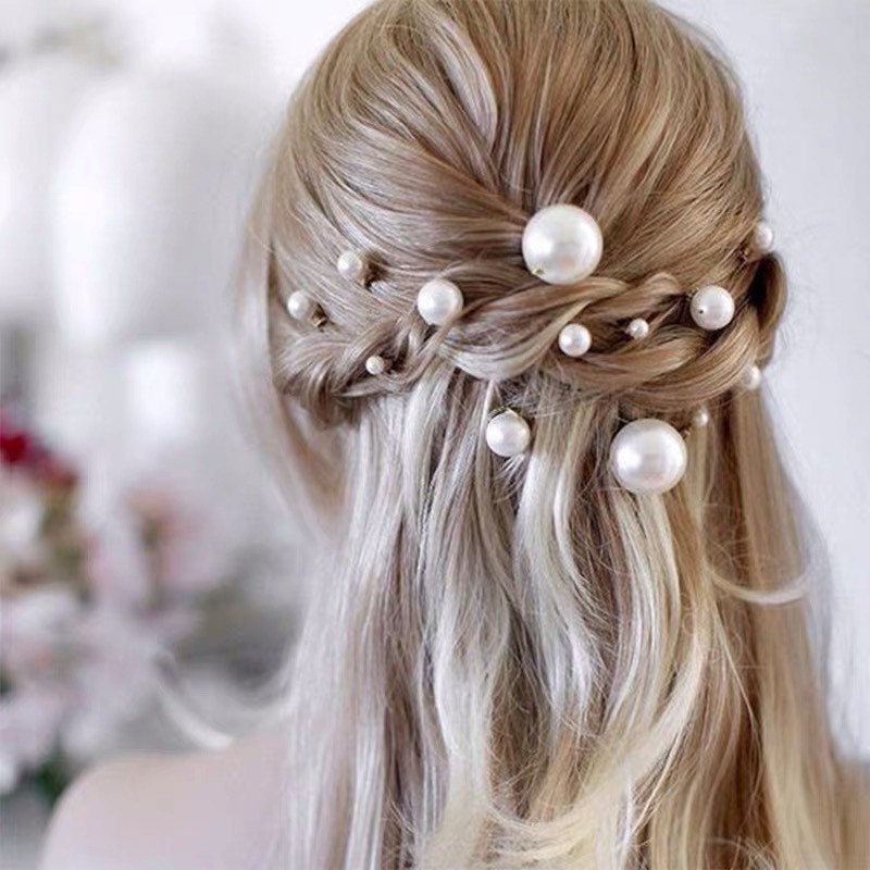 Pearl Bridal Hair Pin, Wedding Hairpiece, Pearl Pin, Gold Silver Large Pearl Hair Pin, Bridesmaid Hair Pin,Bridal Hair Accessories