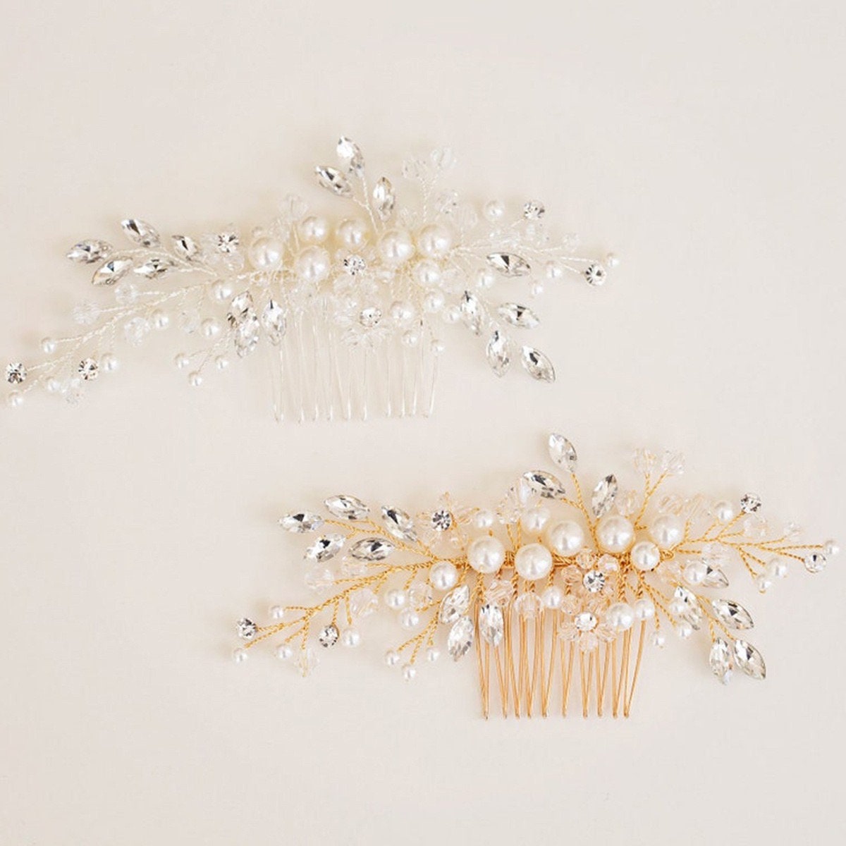 Rhinestone & Pearls Bridal Hair Comb, Bridal Hair Vine,Wedding Hairpiece,Bridal Hair Accessory,Wedding Hair Comb, Bridesmaid Bridal Hairpin