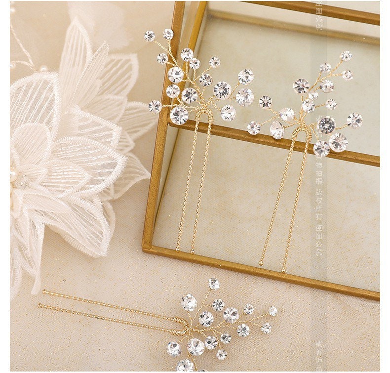 3pc Delicate Crystal Bridal Hair Pin, Bridesmaid Bridal Hairpiece, Bridal Hair Accessories,Wedding Hairpiece,Bridal Hair Vine,Hair Jewellery