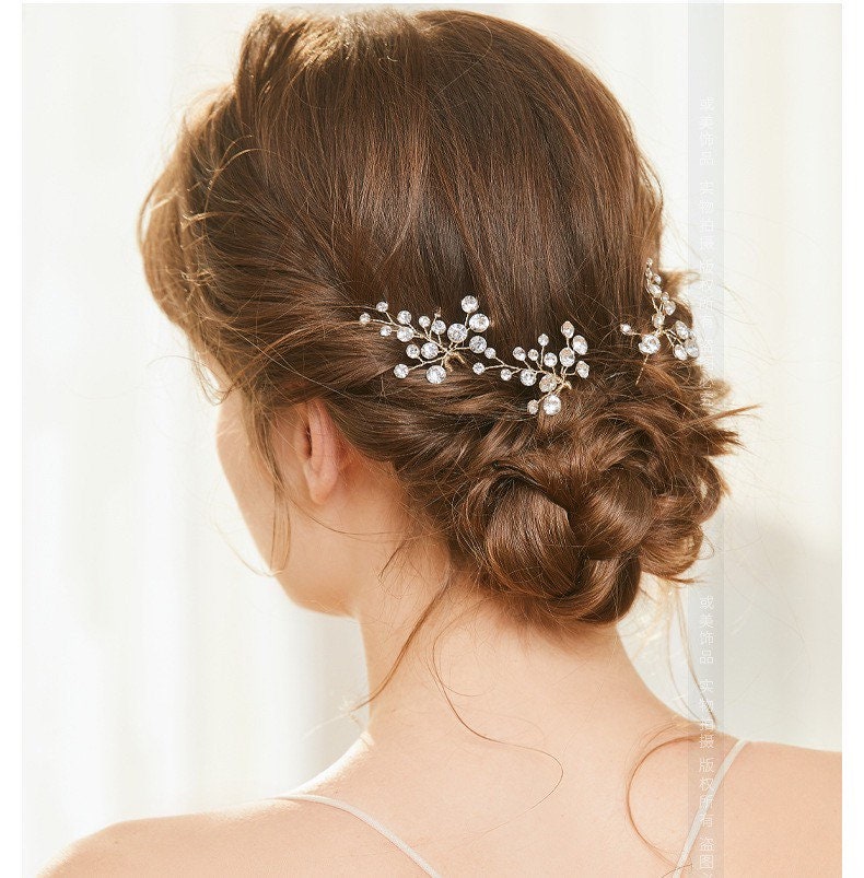 3pc Delicate Crystal Bridal Hair Pin, Bridesmaid Bridal Hairpiece, Bridal Hair Accessories,Wedding Hairpiece,Bridal Hair Vine,Hair Jewellery