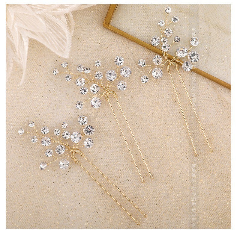 3pc Delicate Crystal Bridal Hair Pin, Bridesmaid Bridal Hairpiece, Bridal Hair Accessories,Wedding Hairpiece,Bridal Hair Vine,Hair Jewellery