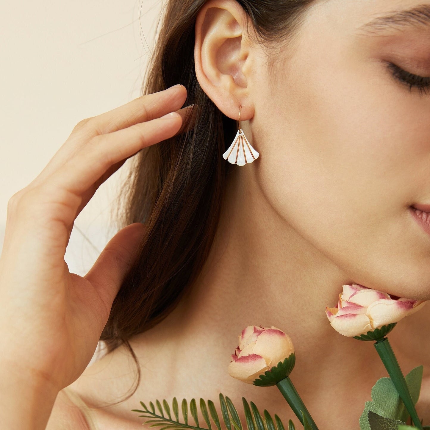 Art Deco Fan Shaped Drop Earrings.