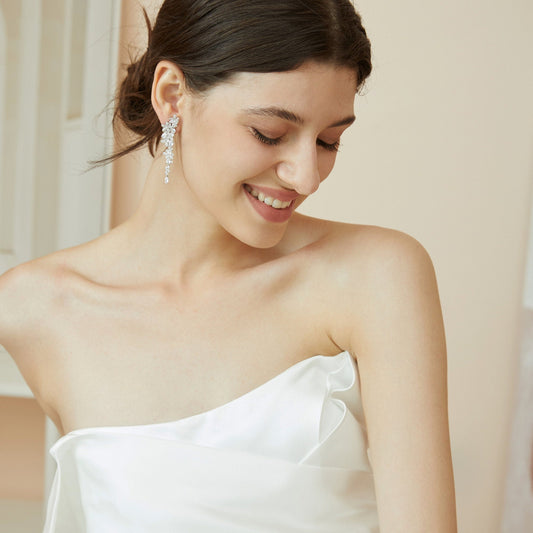 Long Crystal Bridal Earrings.