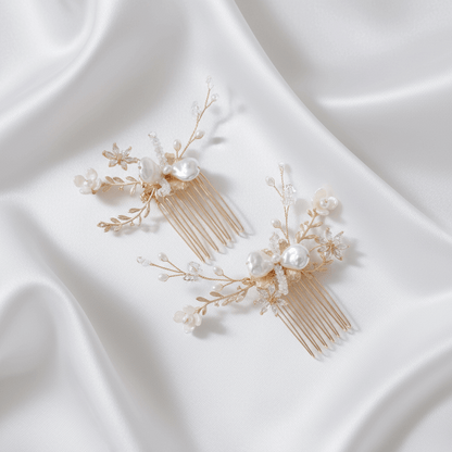 Lumière Fleur Pearl & Crystal Bridal Hair Pins Set