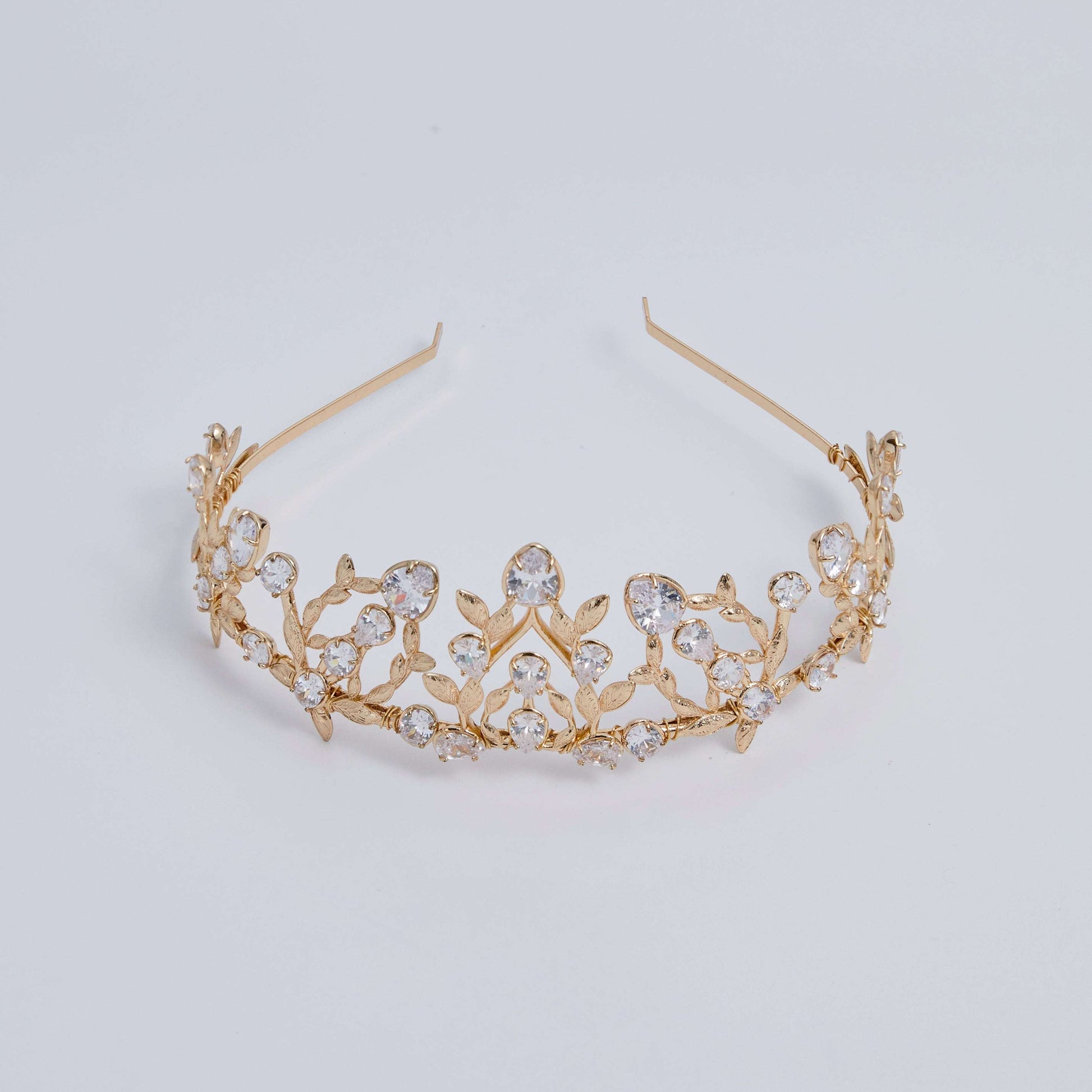 VICTORIA | Gold Crystal Bridal Crown Tiara