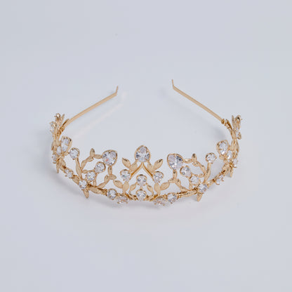 VICTORIA | Gold Crystal Bridal Crown Tiara