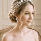 YINIW | Handmade Seed Bead Floral Bridal Headband with Pearl Firework Earrings Set