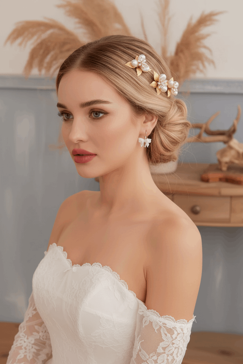 Lumière Fleur Pearl & Crystal Bridal Hair Pins Set