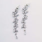 Long Dainty Crystal Bridal Earrings.