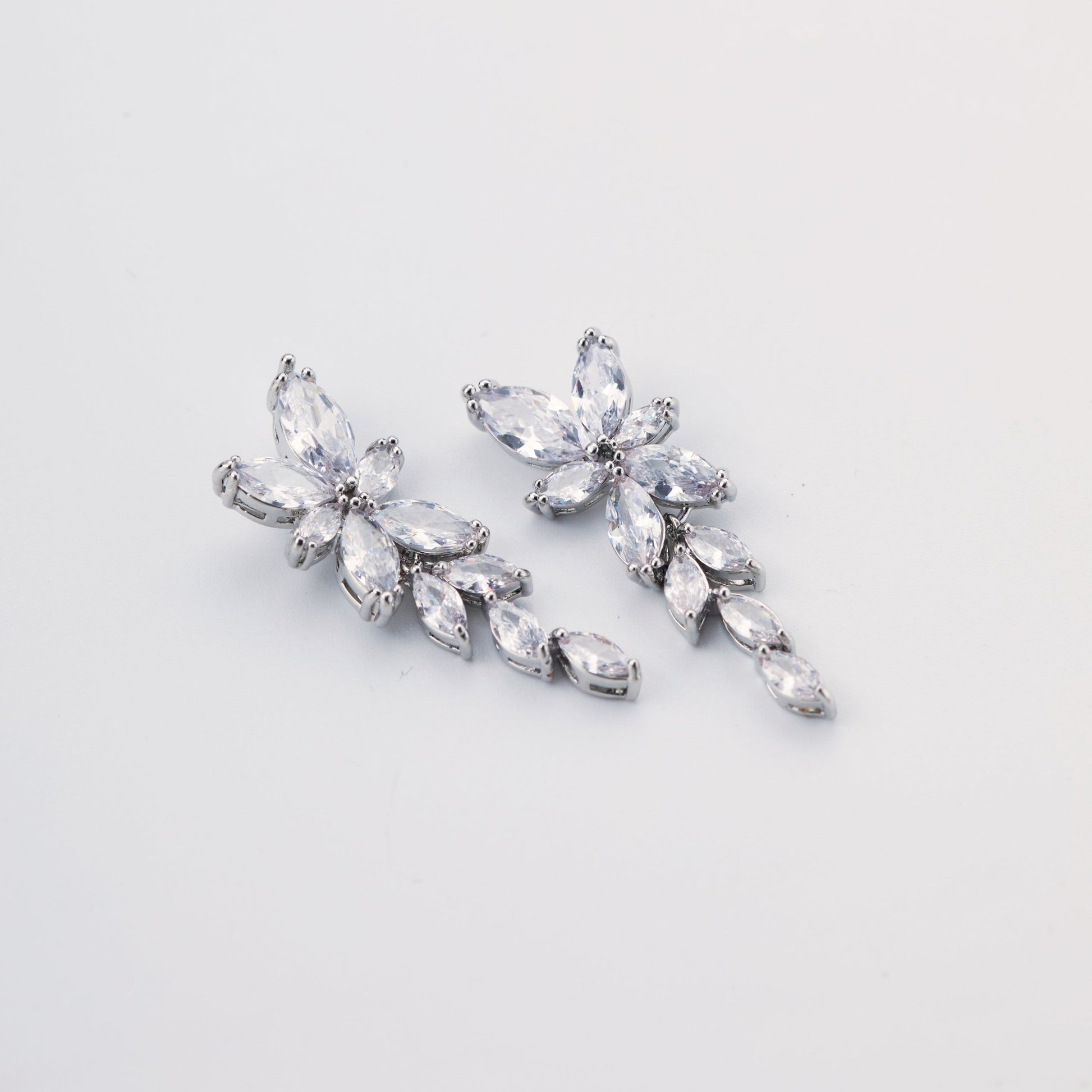  Floral Crystal Drop Earrings