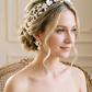 YINIW | Handmade Seed Bead Floral Bridal Headband with Pearl Firework Earrings Set
