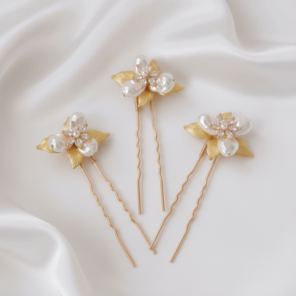 Lumière Fleur Pearl & Crystal Bridal Hair Pins Set