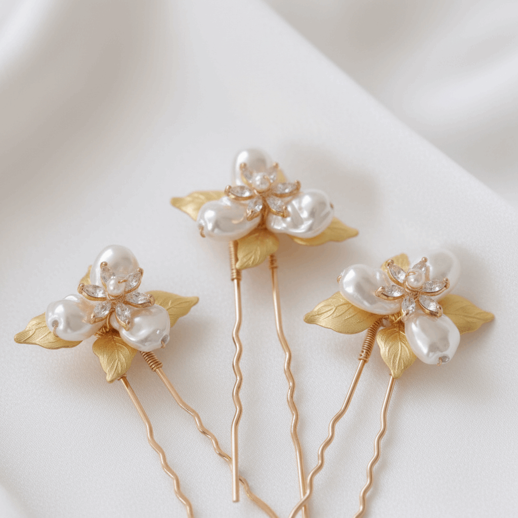 Lumière Fleur Pearl & Crystal Bridal Hair Pins Set