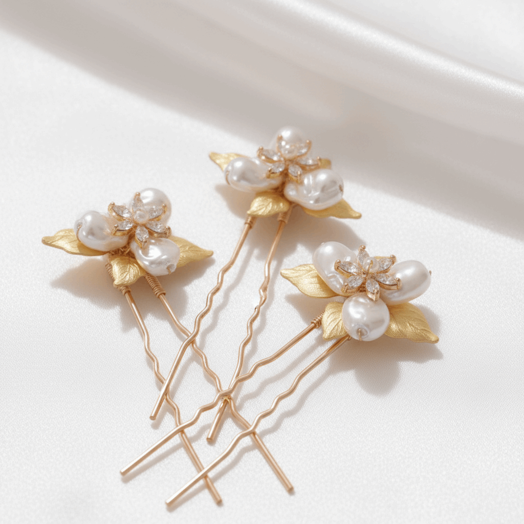 Lumière Fleur Pearl & Crystal Bridal Hair Pins Set