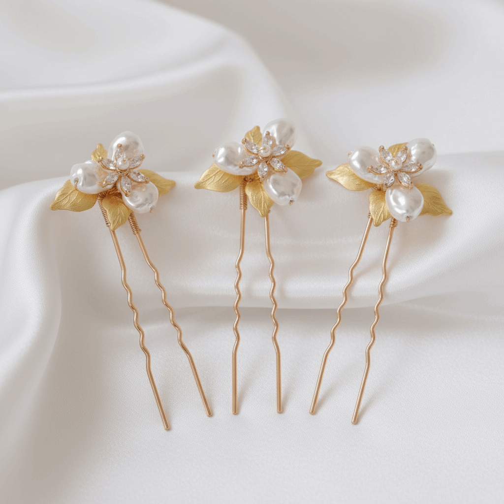 Lumière Fleur Pearl & Crystal Bridal Hair Pins Set