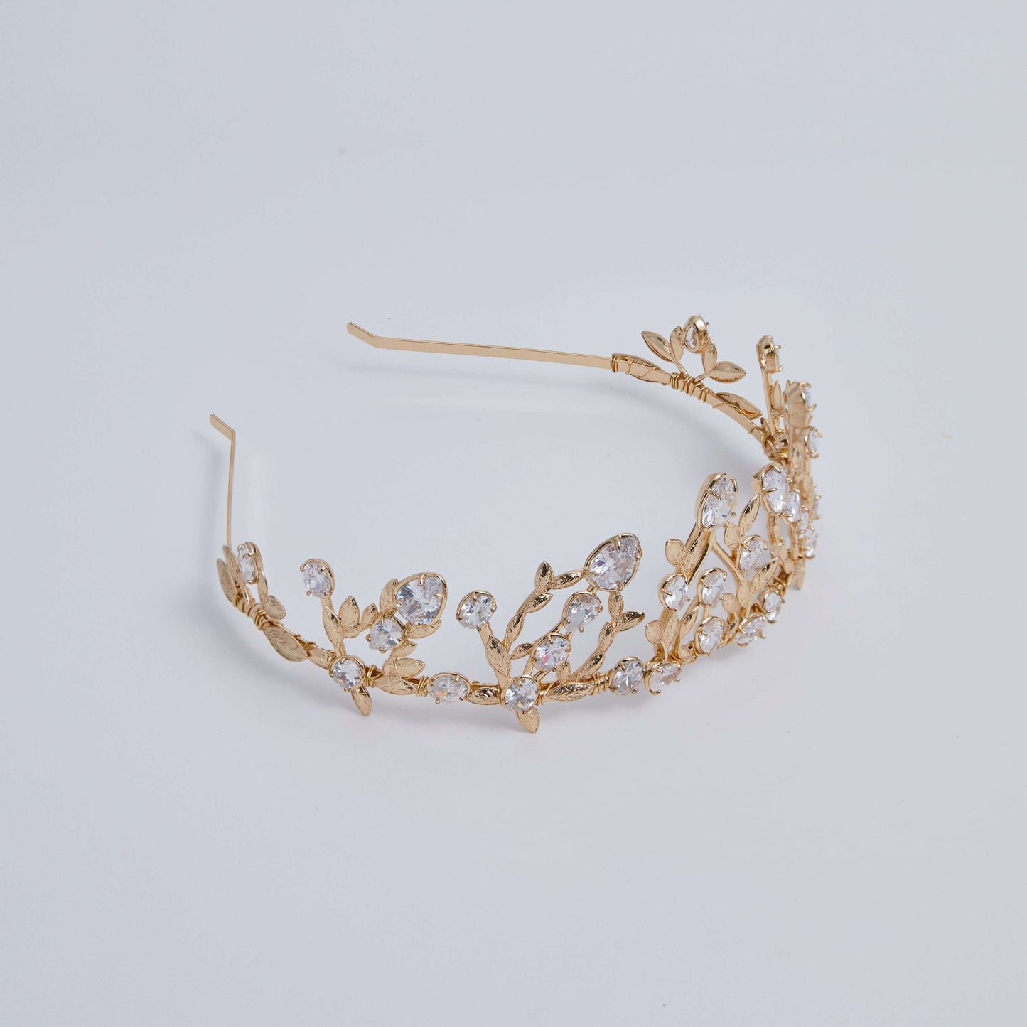 VICTORIA | Gold Crystal Bridal Crown Tiara