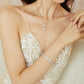 Silver Tear Drop Bridal Jewellery Set Wedding Earring Necklace Bracelet.
