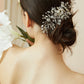 Bridesmaid wearing a vintage-inspired crystal hair comb