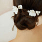 White Porcelain Flower Wedding Hair Pins.