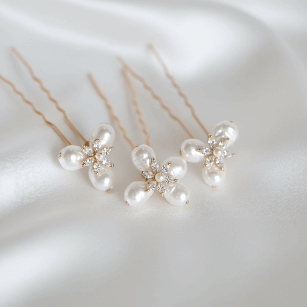 Lumière Fleur Pearl & Crystal Bridal Hair Pins Set