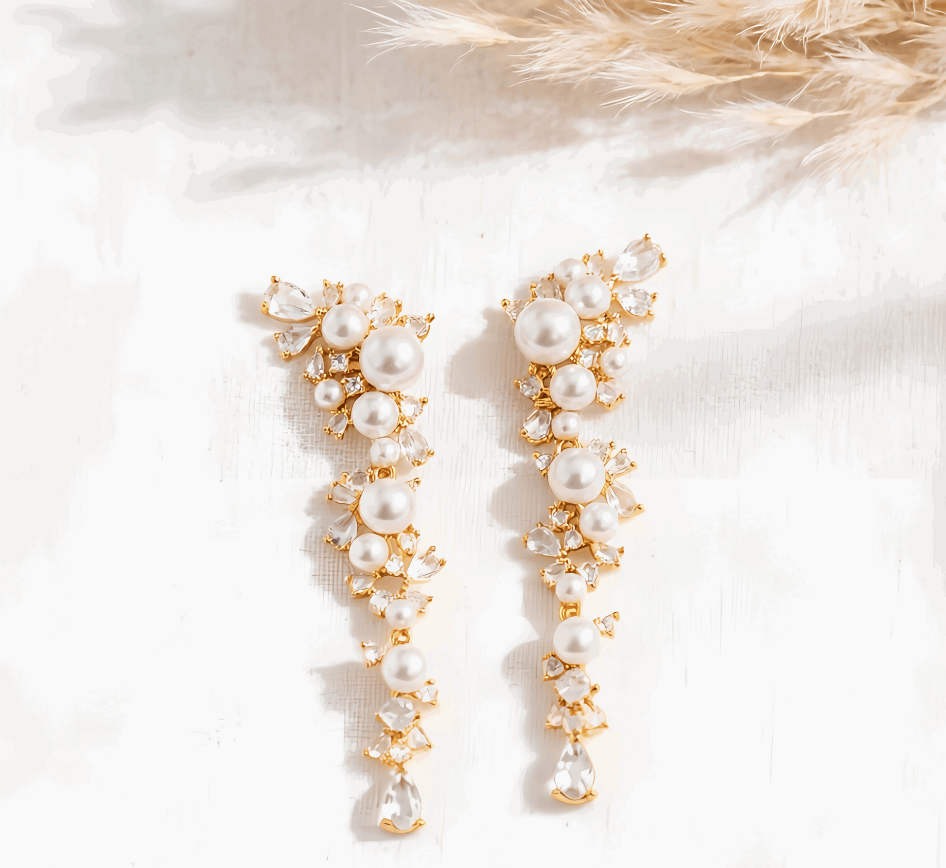 Ninianna |Exquisite Pearl and Crystal Drop Earrings