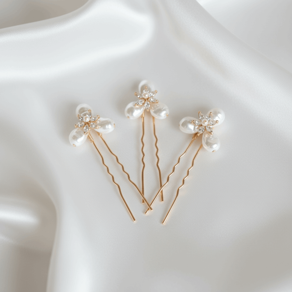Lumière Fleur Pearl & Crystal Bridal Hair Pins Set