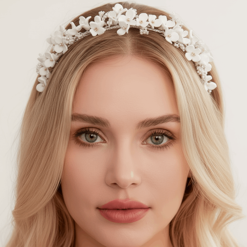 MICHELLE | Delicate Porcelain White Floral Bridal Headband