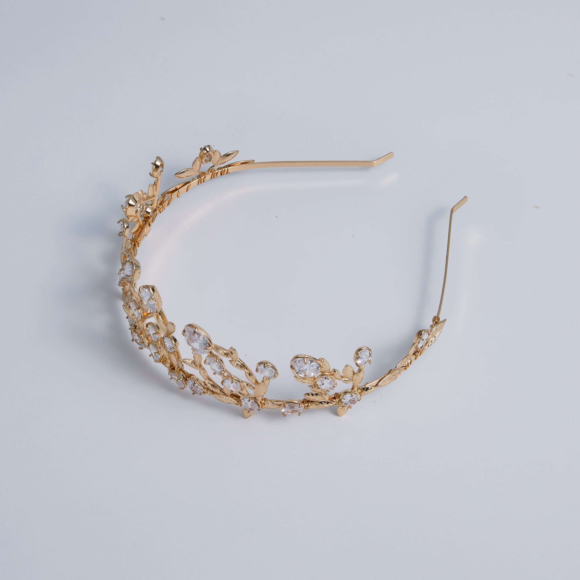 VICTORIA | Gold Crystal Bridal Crown Tiara