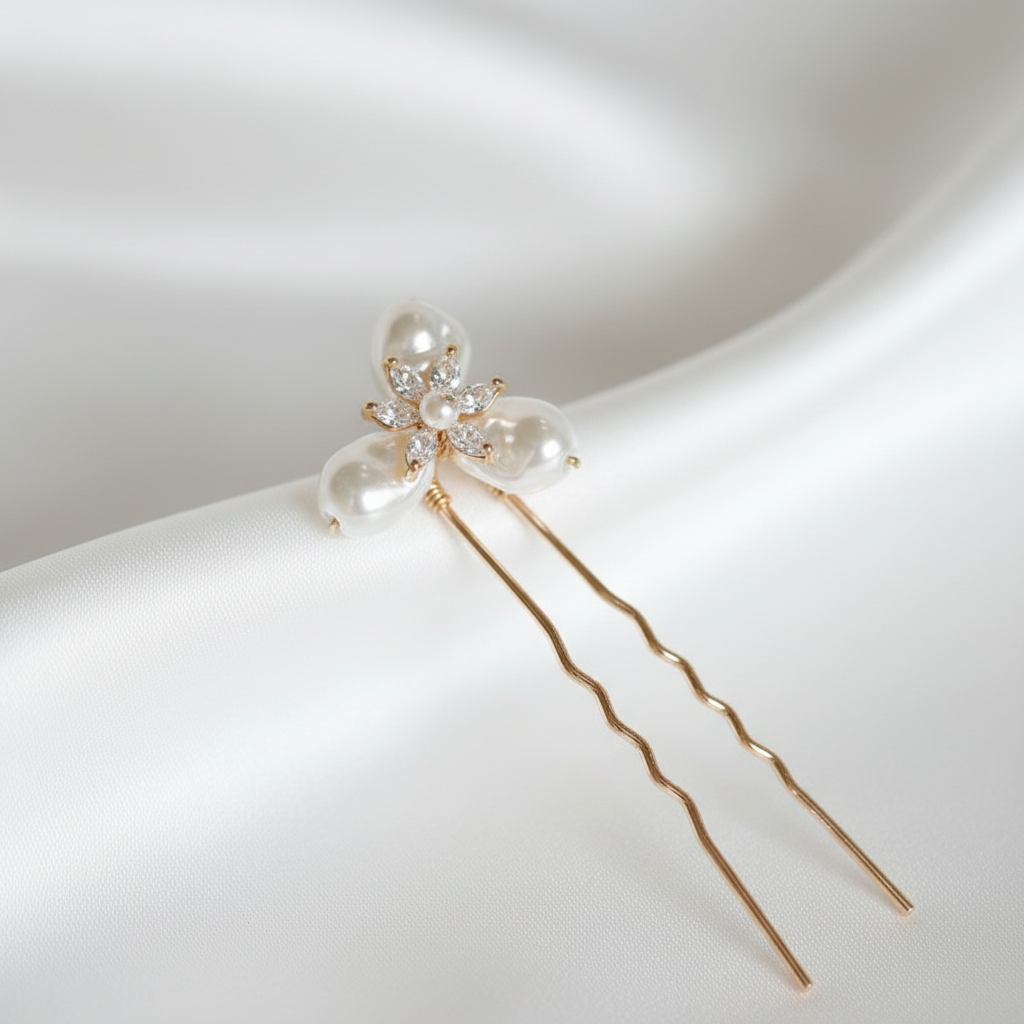 Lumière Fleur Pearl & Crystal Bridal Hair Pins Set