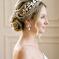YINIW | Handmade Seed Bead Floral Bridal Headband with Pearl Firework Earrings Set