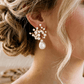 YINIW | Handmade Seed Bead Floral Bridal Headband with Pearl Firework Earrings Set