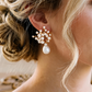 YINIW | Handmade Seed Bead Floral Bridal Headband with Pearl Firework Earrings Set