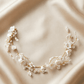 YINIW | Handmade Seed Bead Floral Bridal Headband with Pearl Firework Earrings Set