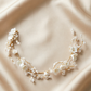 YINIW | Handmade Seed Bead Floral Bridal Headband with Pearl Firework Earrings Set