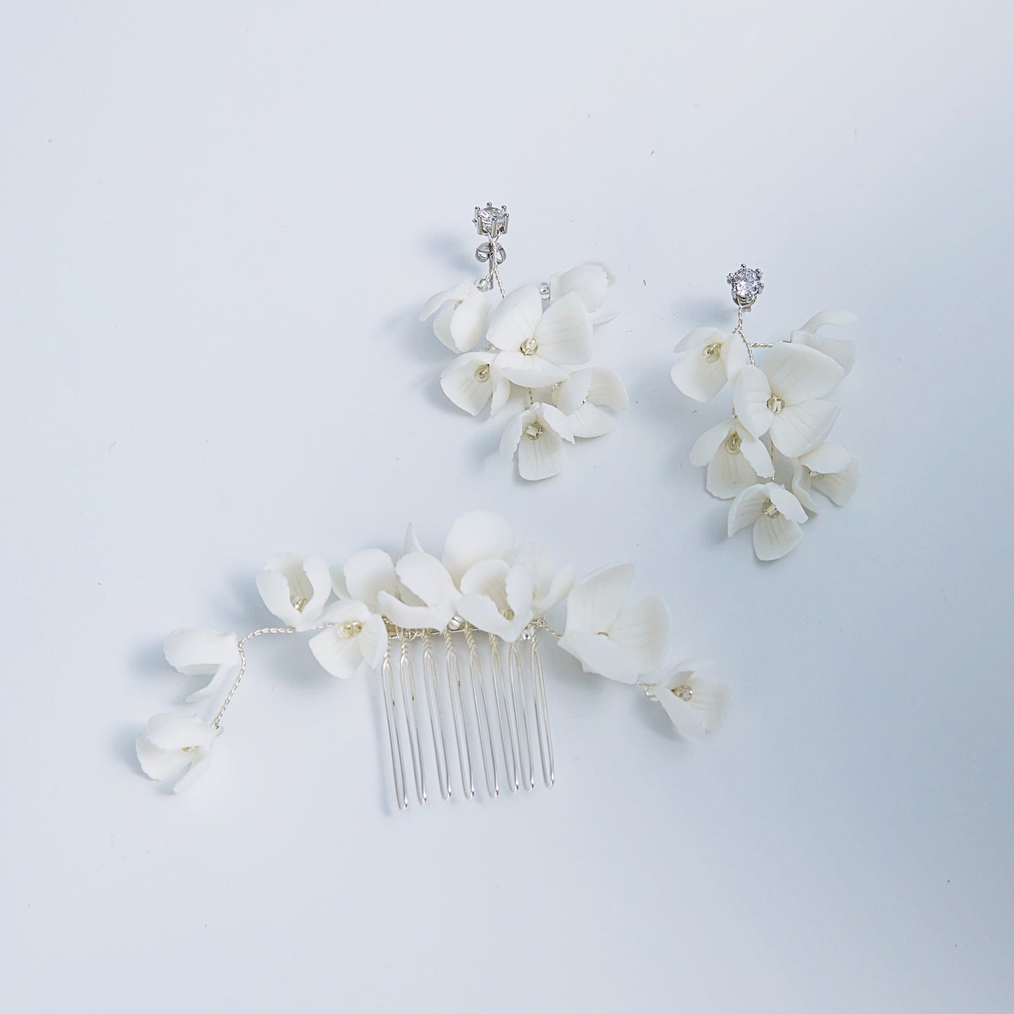 OLIVIA | Ivory Clay Blossom Floral Drop Earrings
