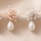 YINIW | Handmade Seed Bead Floral Bridal Headband with Pearl Firework Earrings Set