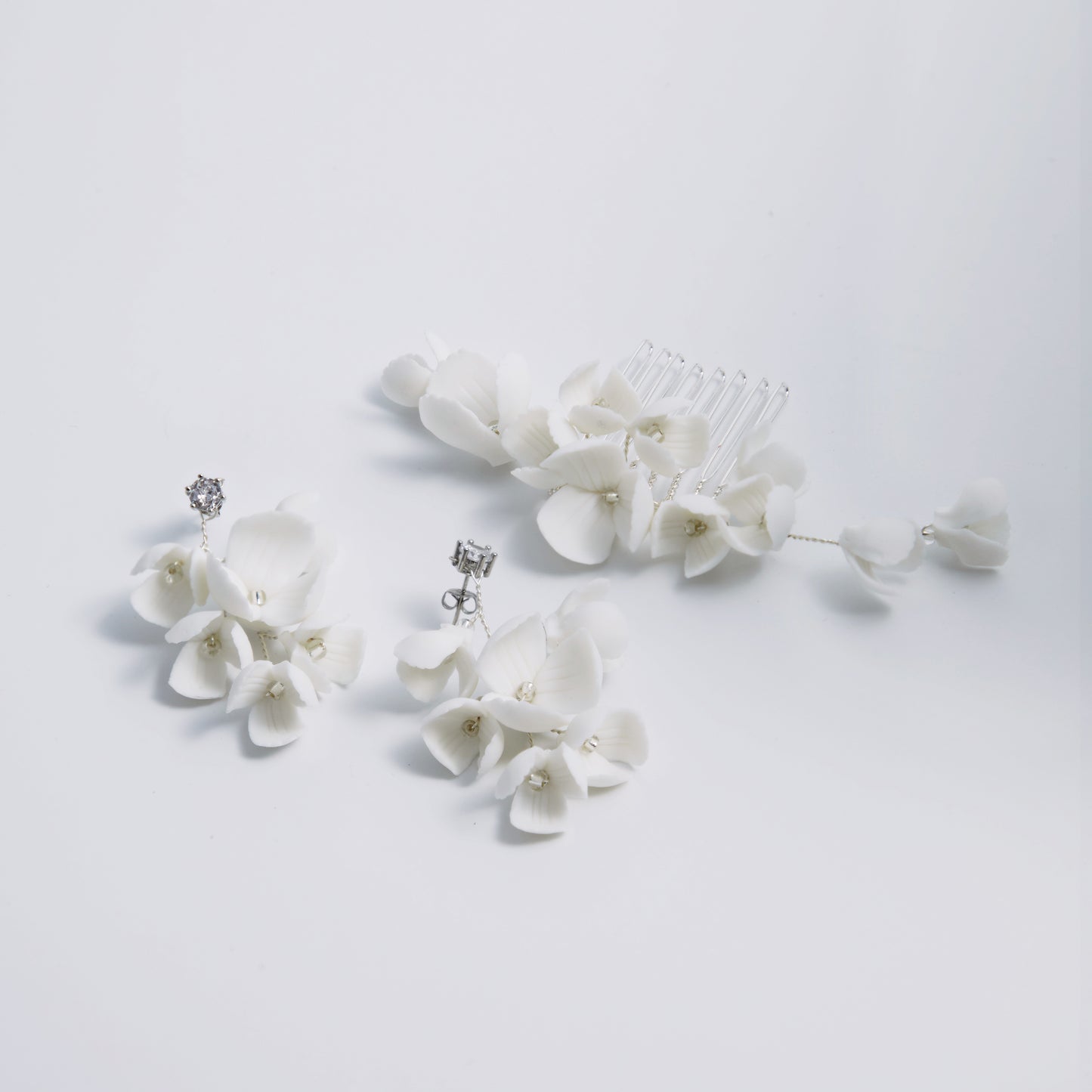 AVA | Ivory Clay Blossom Floral Bridal Hair Comb