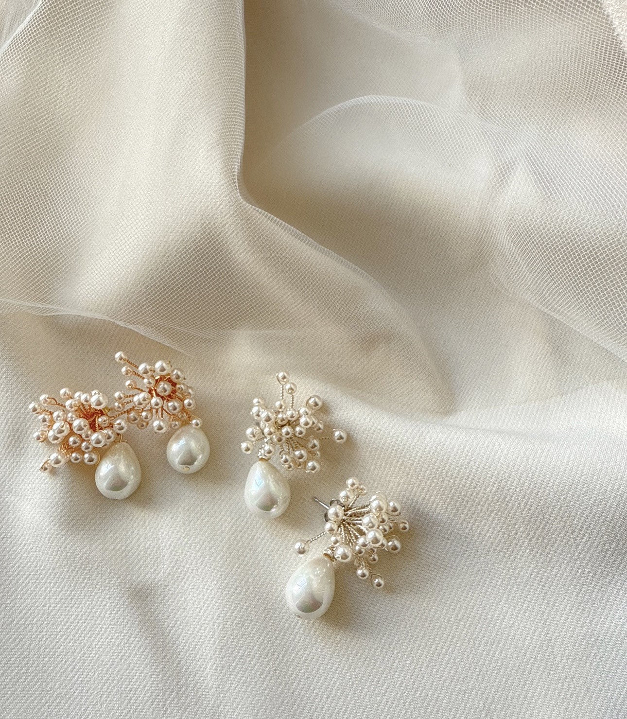 YINIW | Handmade Seed Bead Floral Bridal Headband with Pearl Firework Earrings Set