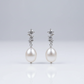Pearl and diamond accent detail - vintage minimalist earrings
