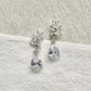 EVIE Dainty CZ Crystal Floral Bridal Drop Earrings | Silver | Wedding Jewellery UK